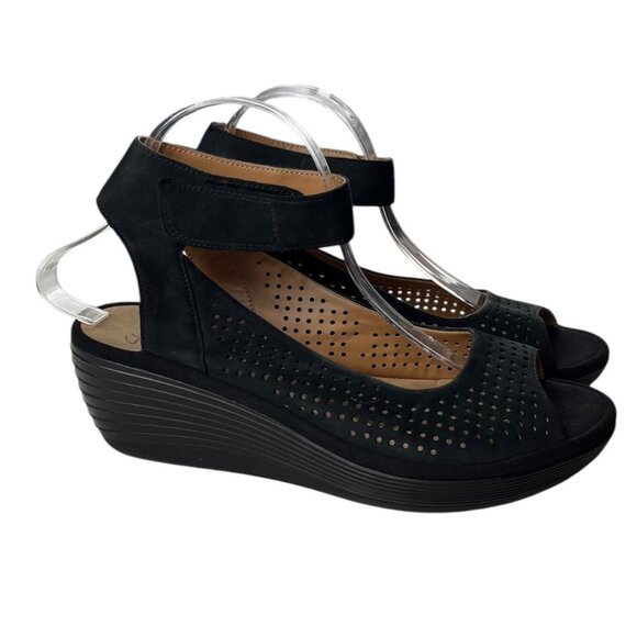 Clarks | Shoes | Clarks Reedly Salene Black Perforated Nubuck Leather ...